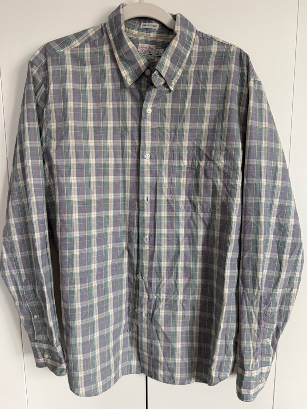 J. Crew Plaid Button-Down Shirt in Blue, Green & White